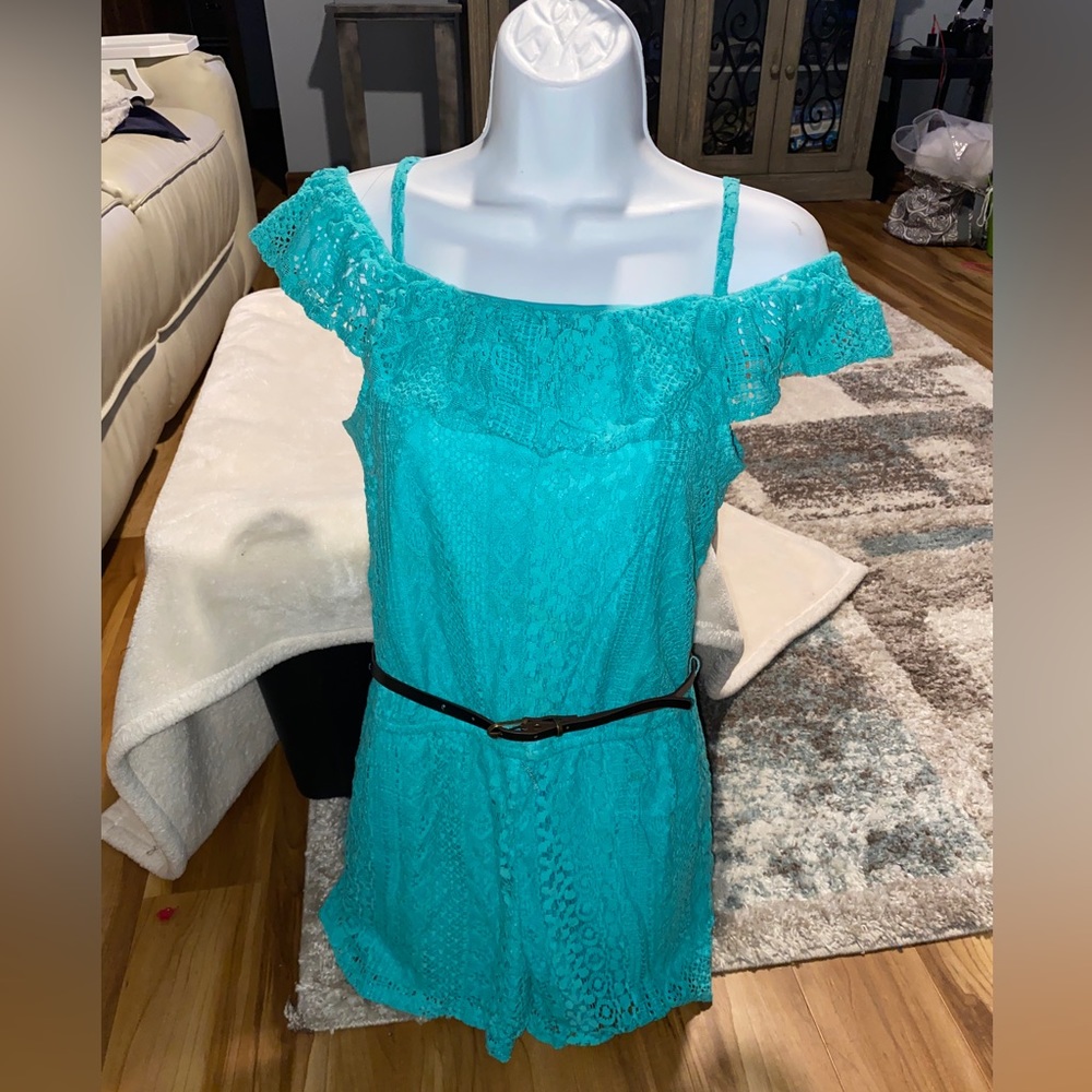 Justice, girls romper! Prettier in person. Pretty blue.